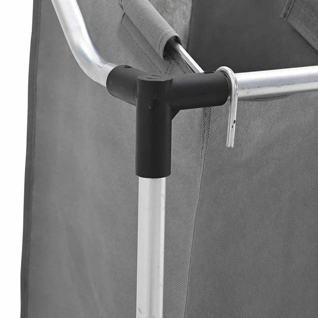 Cesto para roupa suja com rodas 4 compartimentos cinzento