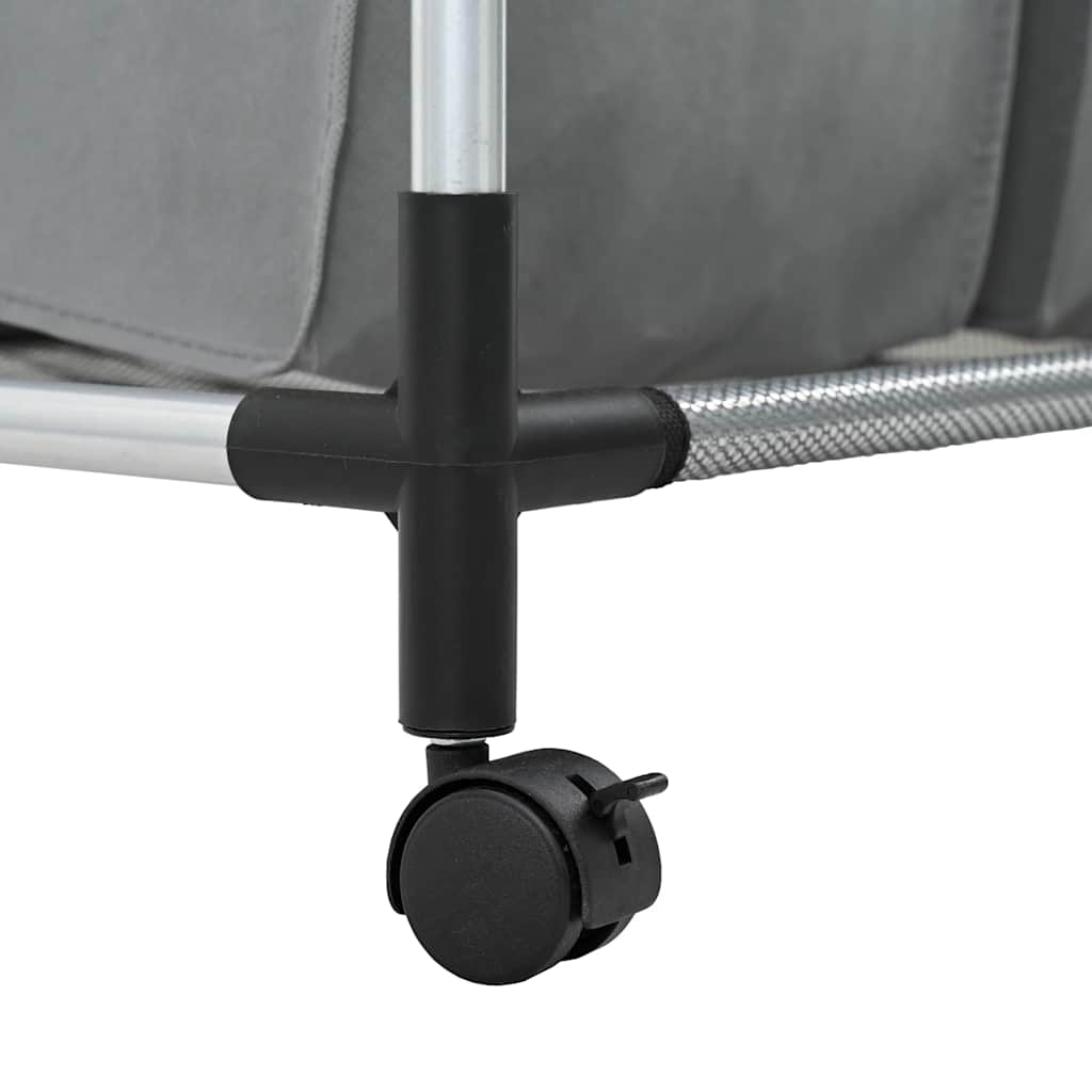 Cesto para roupa suja com rodas 4 compartimentos cinzento