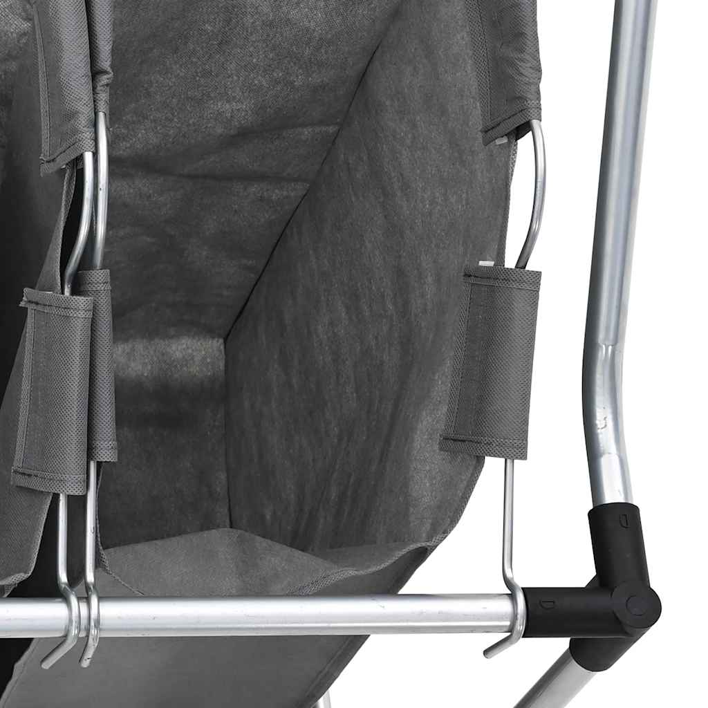 Cesto para roupa suja com rodas 4 compartimentos cinzento