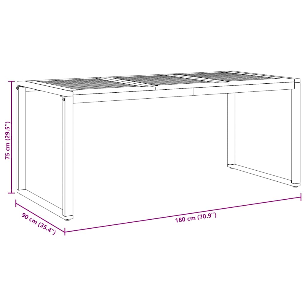 Mesa de Jantar para Jardim Cinzeto 180 x 90 x 75 cm