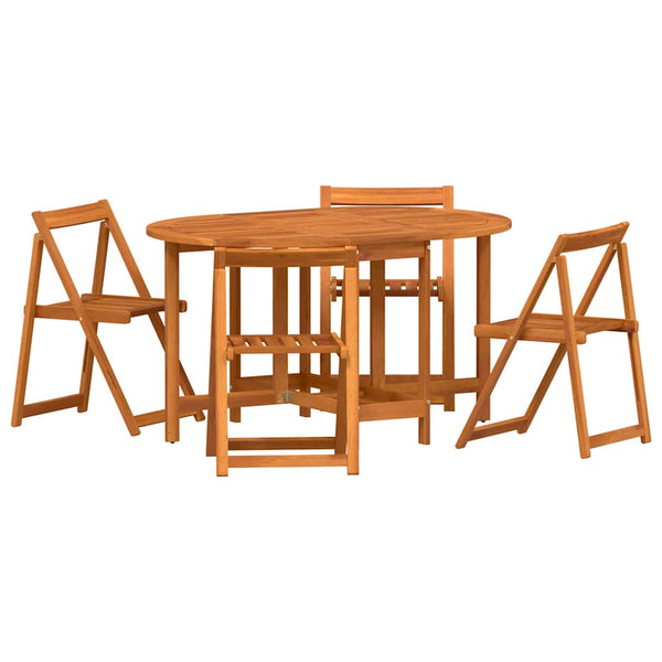 Mesa de Jardim Dobrar 5 pcs Castanho 110 x 60 x 72 cm