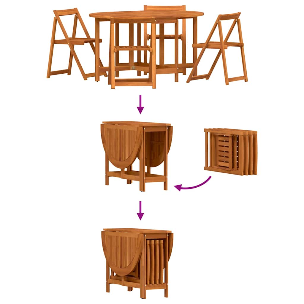 Mesa de Jardim Dobrar 5 pcs Castanho 110 x 60 x 72 cm