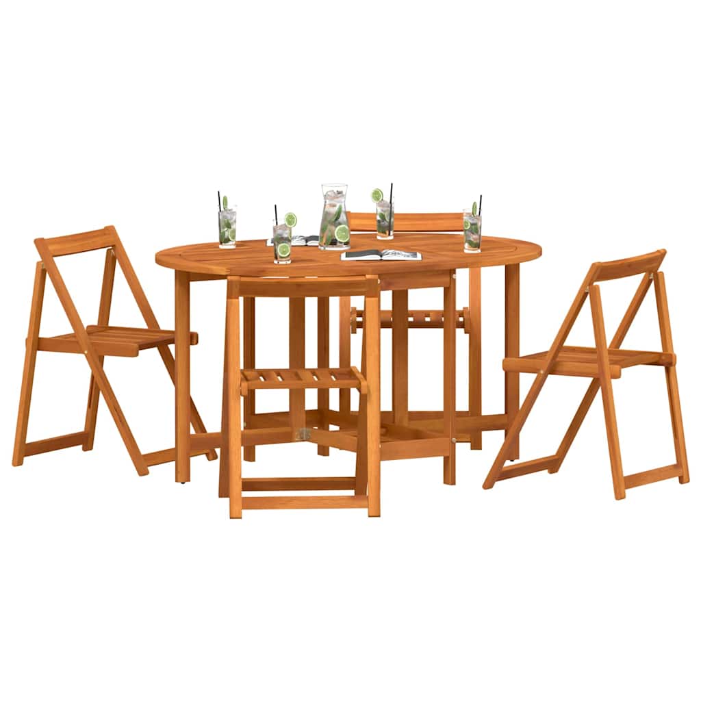 Mesa de Jardim Dobrar 5 pcs Castanho 110 x 60 x 72 cm