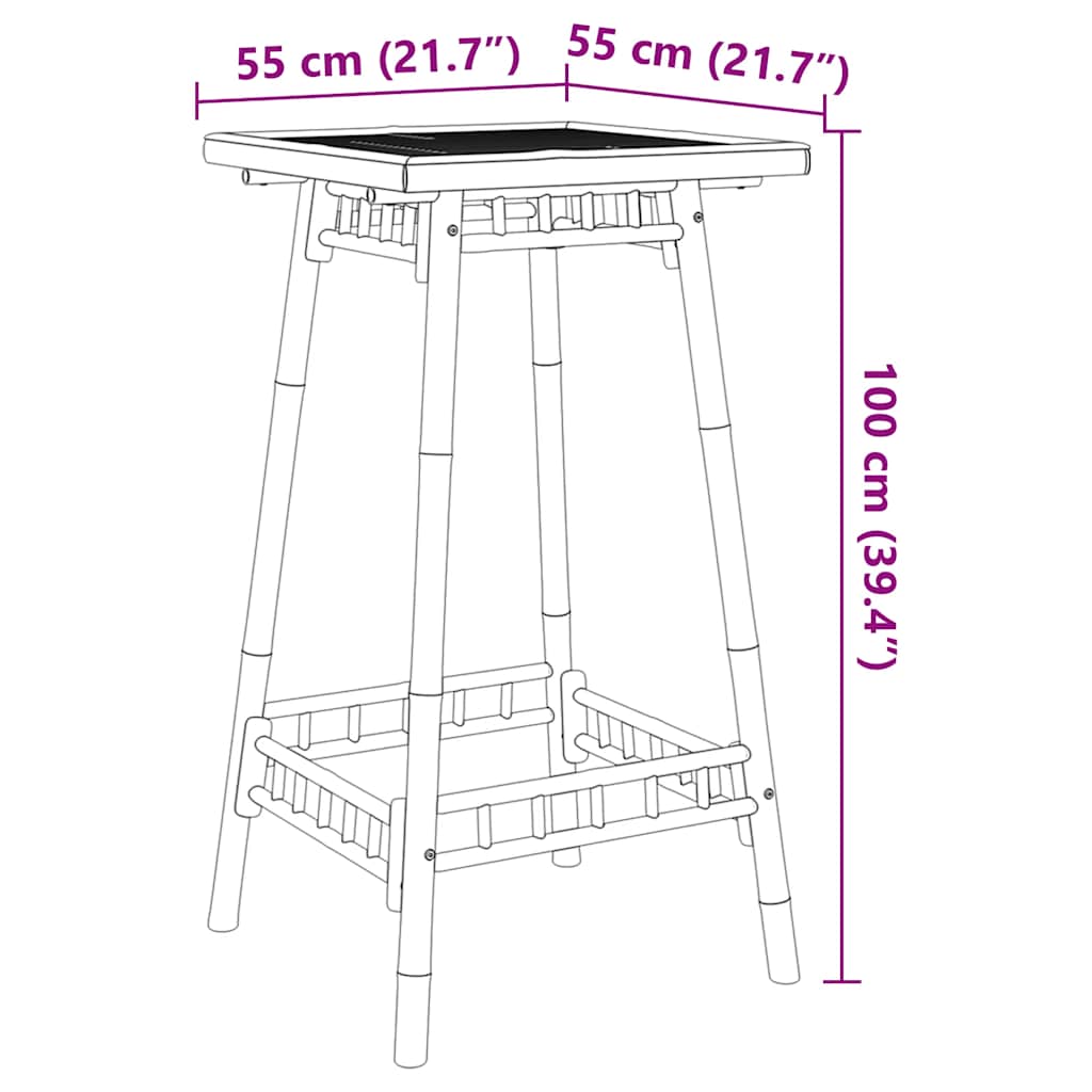 Mesa de bar para exterior quadrado 55x55x100 cm bambu