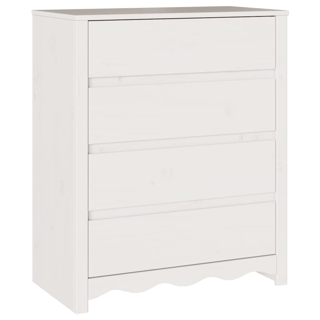 Baú de Gavetas Branco 76.5 x 40 x 91 cm Madeira de pinho maciça