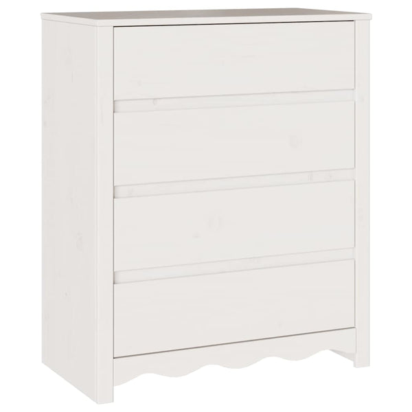 Baú de Gavetas Branco 76.5 x 40 x 91 cm Madeira de pinho maciça