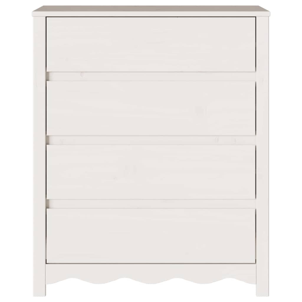 Baú de Gavetas Branco 76.5 x 40 x 91 cm Madeira de pinho maciça