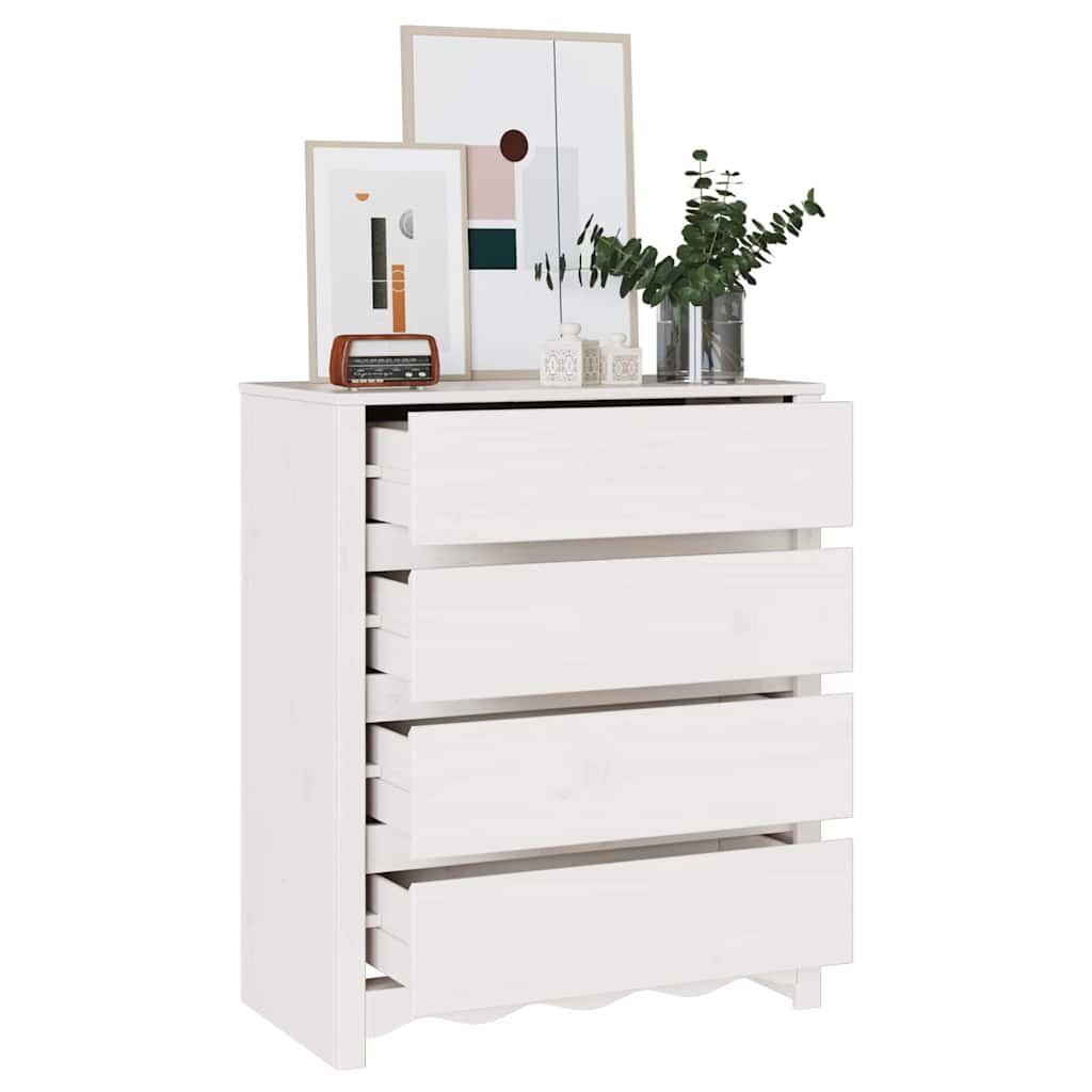 Baú de Gavetas Branco 76.5 x 40 x 91 cm Madeira de pinho maciça