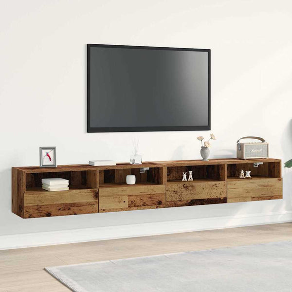 Armário de TV de Parede 2 pcs Madeira Antiga 100 x 30 x 30 cm