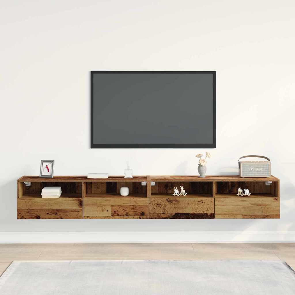 Armário de TV de Parede 2 pcs Madeira Antiga 100 x 30 x 30 cm