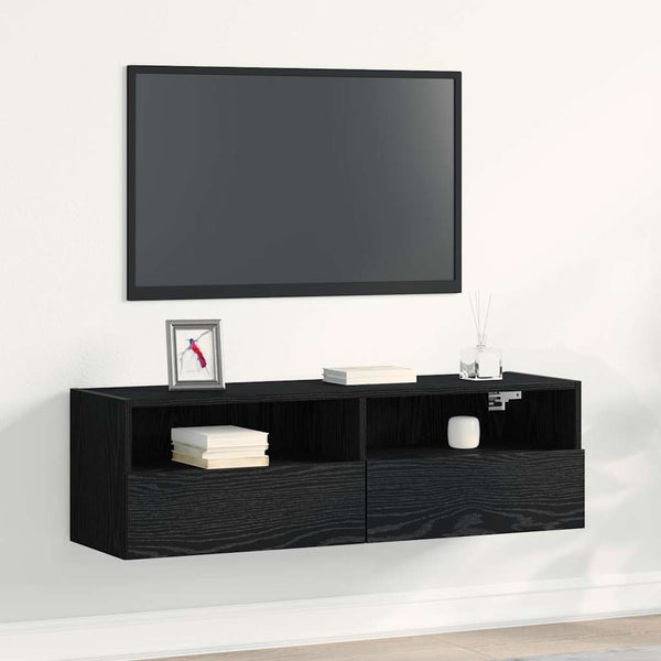 Armário de TV de Parede Carvalho Preto 100 x 30 x 30 cm
