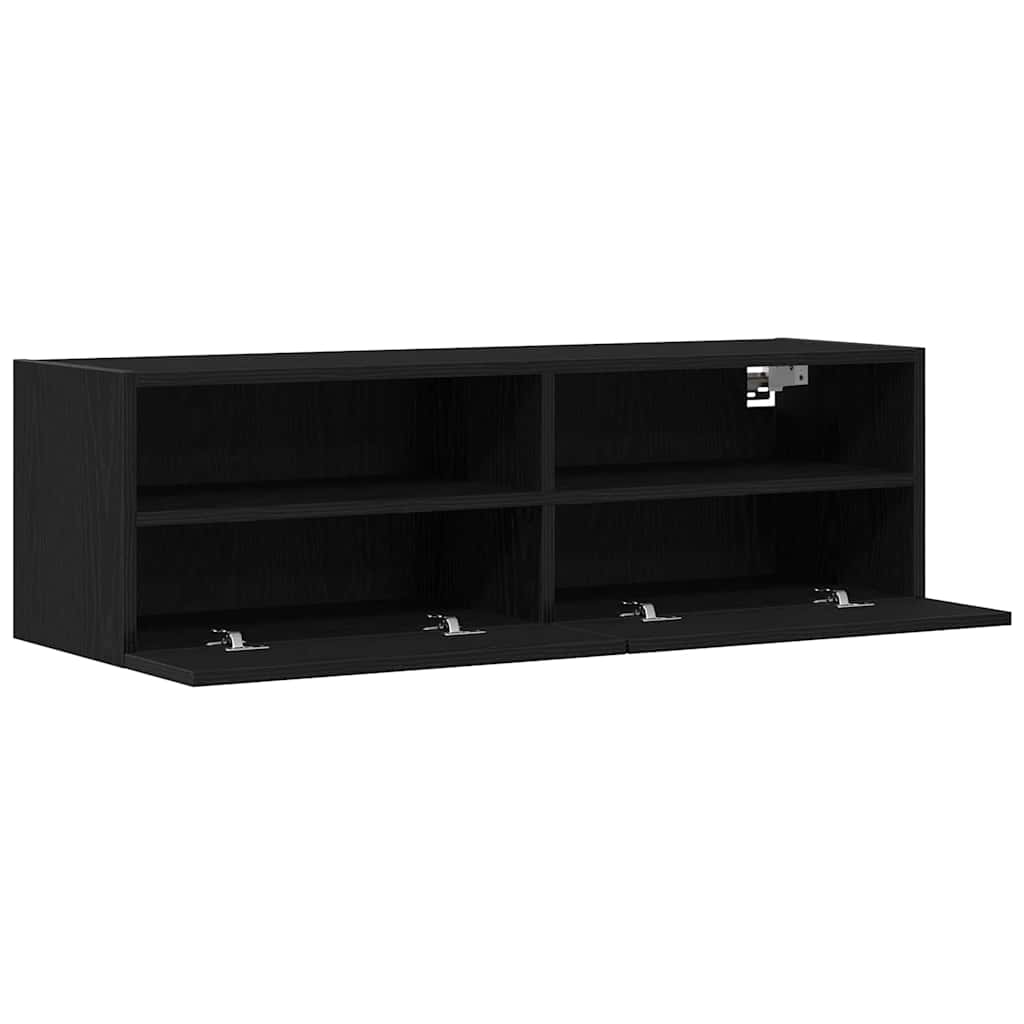 Armário de TV de Parede Carvalho Preto 100 x 30 x 30 cm