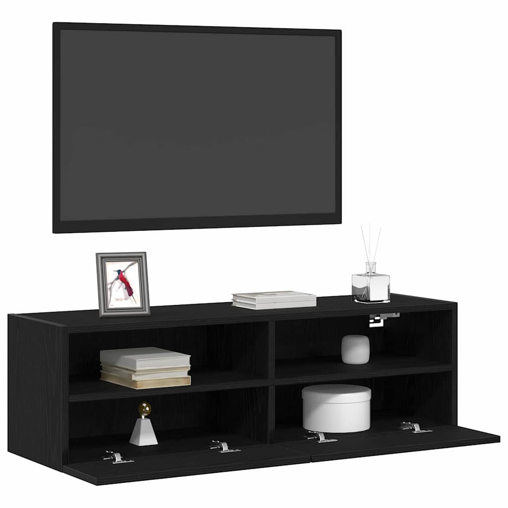 Armário de TV de Parede Carvalho Preto 100 x 30 x 30 cm