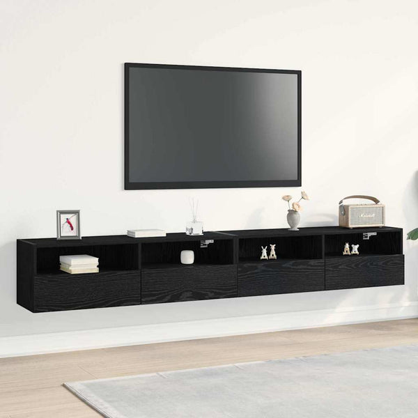 Armário de TV de Parede 2 pcs Carvalho preto 100 x 30 x 30 cm