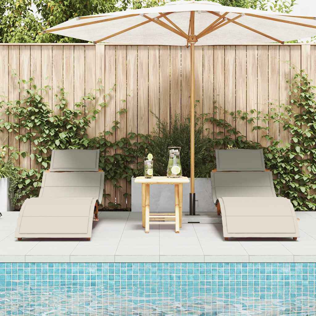 Espreguiçadeira com almofada 2 pcs Branco 184 x 55 x 64cm