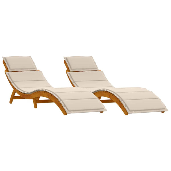 Espreguiçadeira com almofada 2 pcs Branco 184 x 55 x 64cm