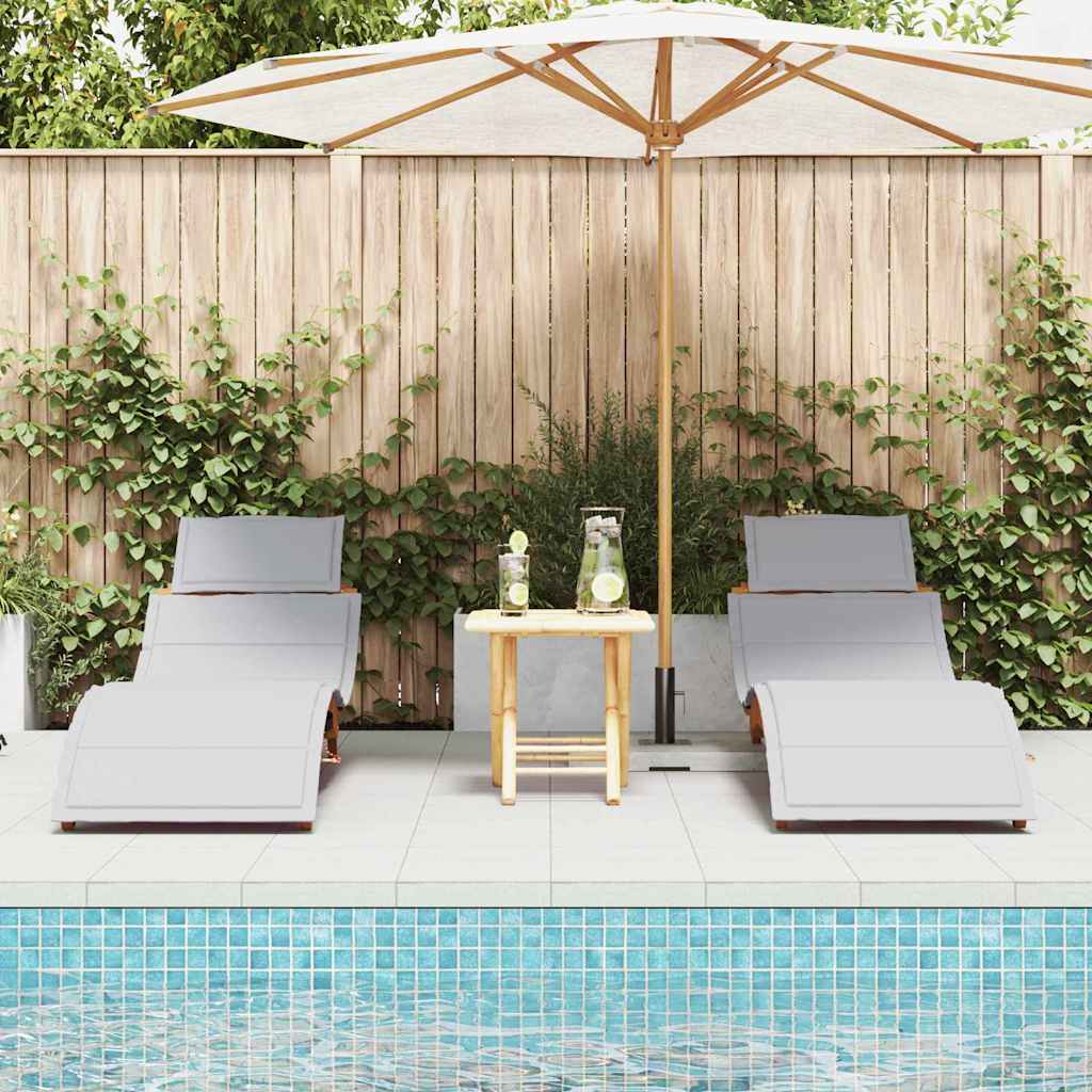 Espreguiçadeira 2-pessoa 2 pcs Cinzento-claro 184 x 55 x 64cm