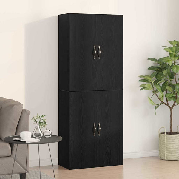 Armário de parede 2 pcs Carvalho preto 69.5 x 34 x 90 cm