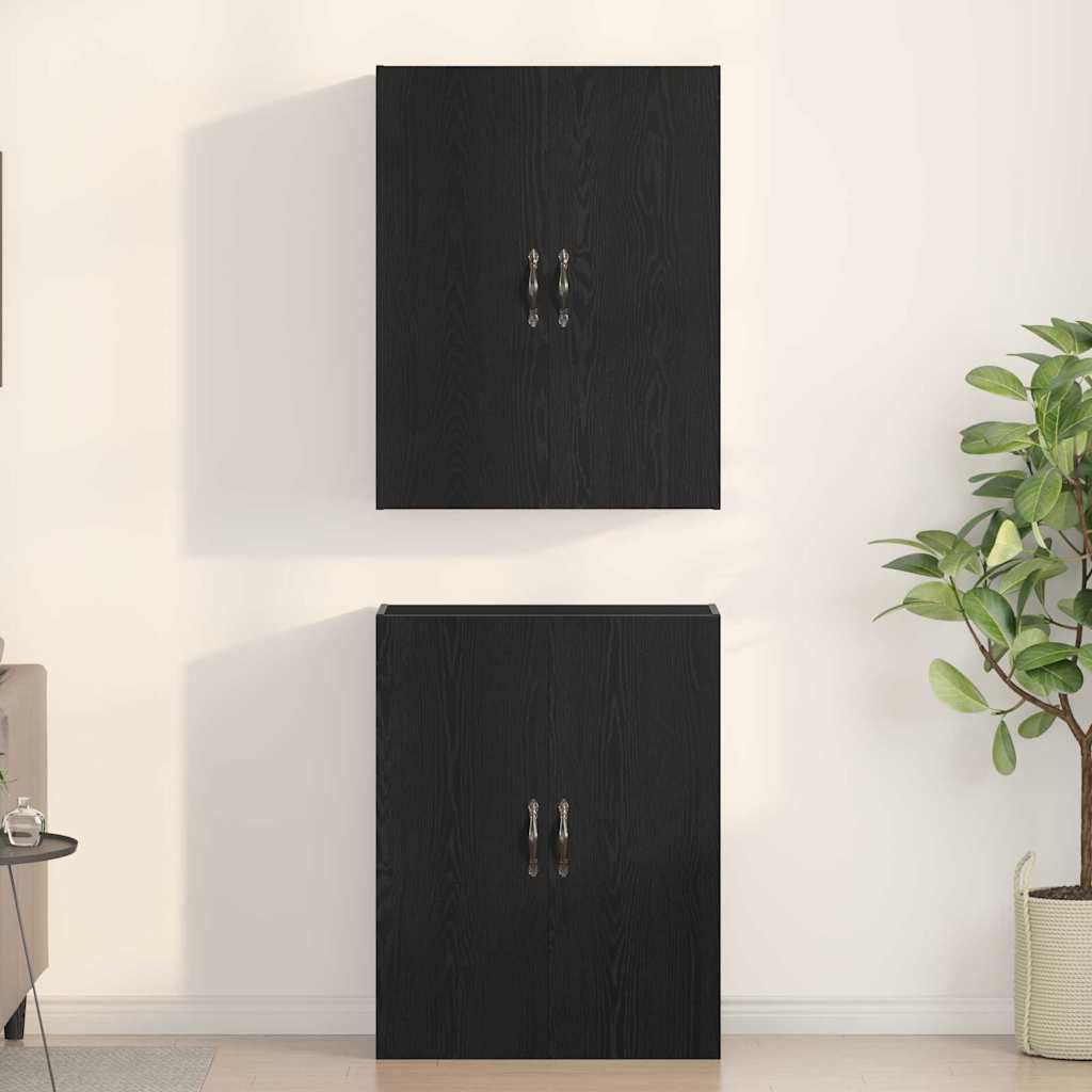 Armário de parede 2 pcs Carvalho preto 69.5 x 34 x 90 cm
