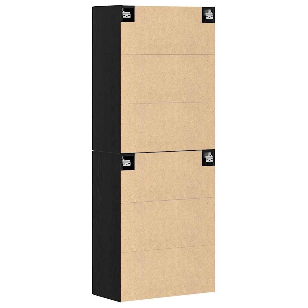 Armário de parede 2 pcs Carvalho preto 69.5 x 34 x 90 cm
