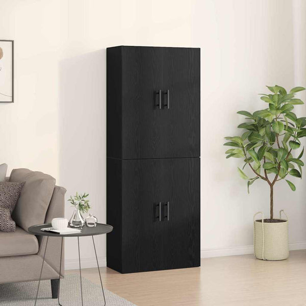 Armário de parede 2 pcs Carvalho preto 69.5 x 34 x 90 cm