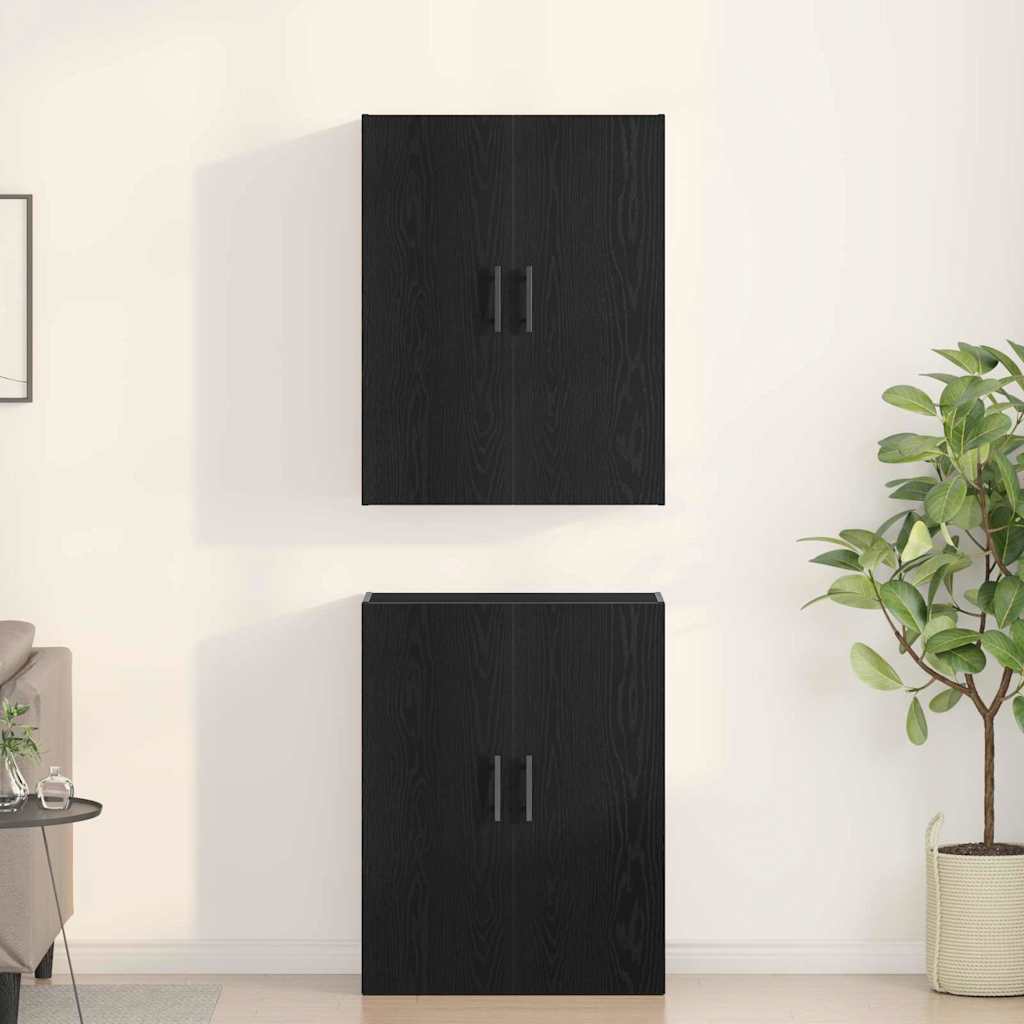 Armário de parede 2 pcs Carvalho preto 69.5 x 34 x 90 cm
