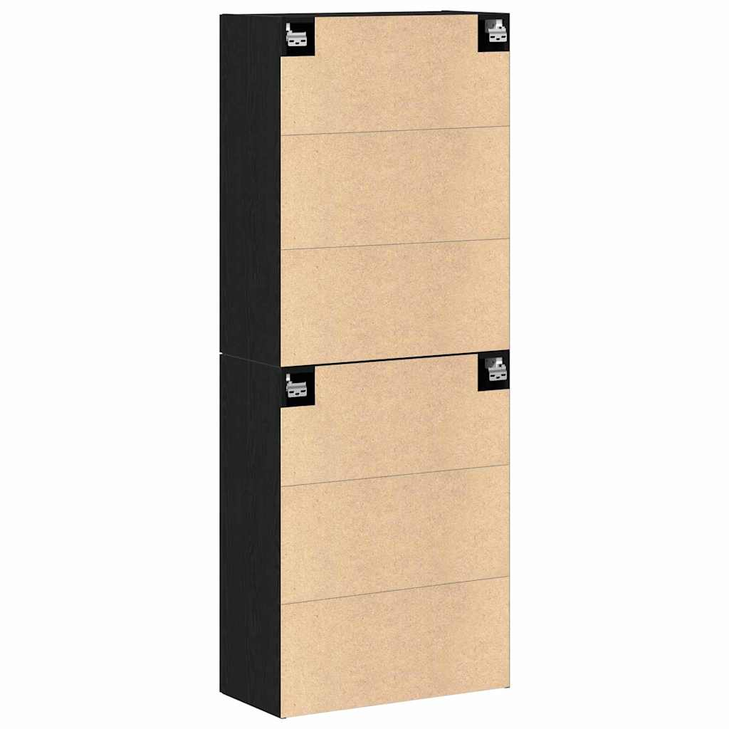 Armário de parede 2 pcs Carvalho preto 69.5 x 34 x 90 cm