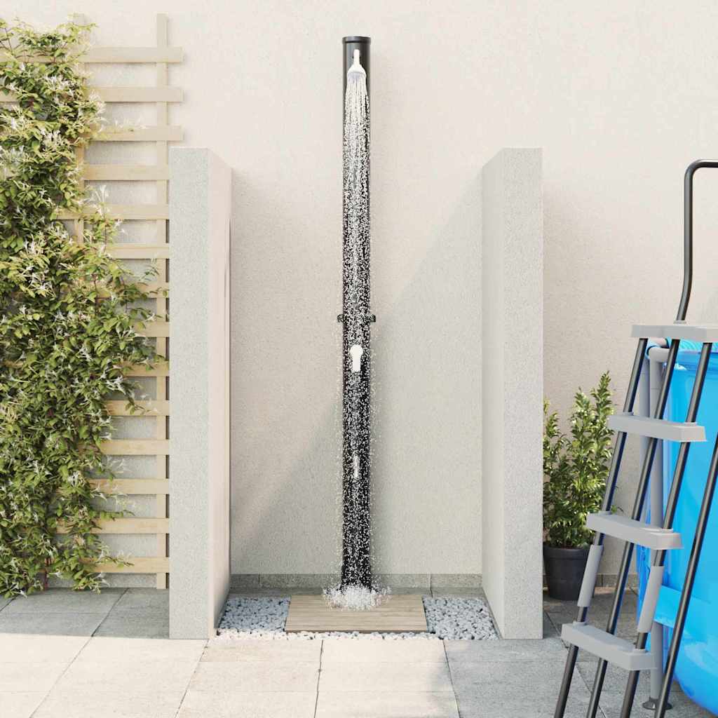 Chuveiro Solar para Exterior Preto 217 cm PVC, alumínio