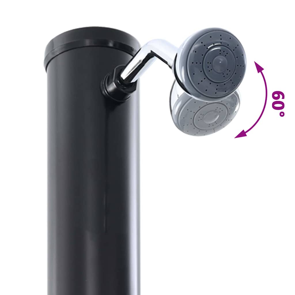 Chuveiro Solar para Exterior Preto 217 cm PVC, alumínio