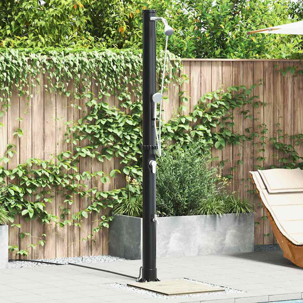 Chuveiro Solar para Exterior Preto 217 cm PVC, alumínio