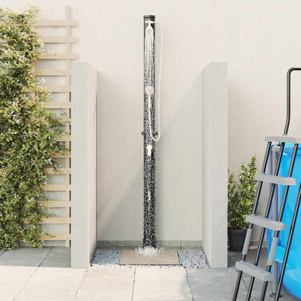 Chuveiro Solar para Exterior Preto 217 cm PVC, alumínio
