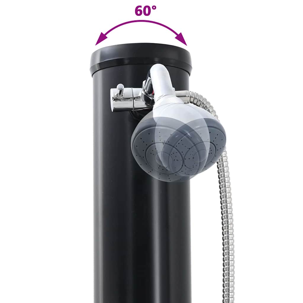 Chuveiro Solar para Exterior Preto 217 cm PVC, alumínio