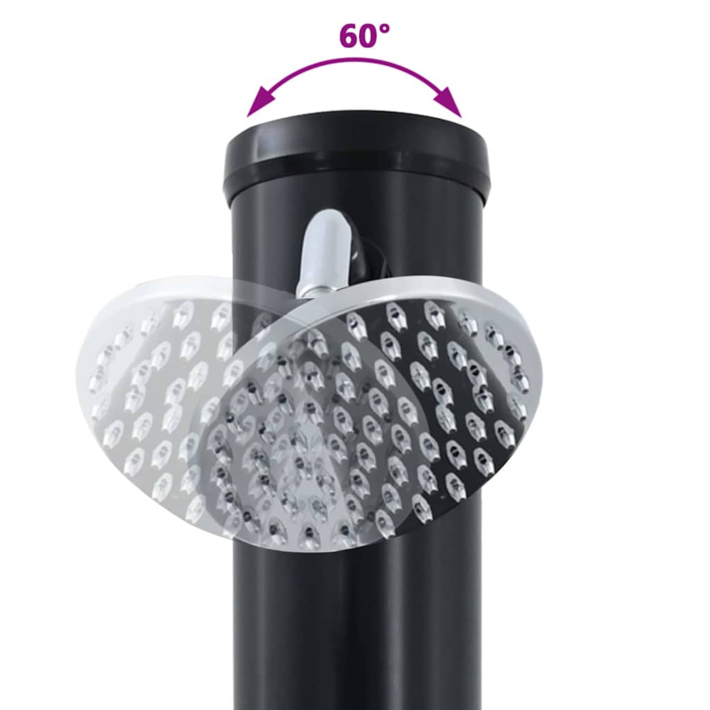 Chuveiro Solar para Exterior Preto 217 cm PVC, alumínio