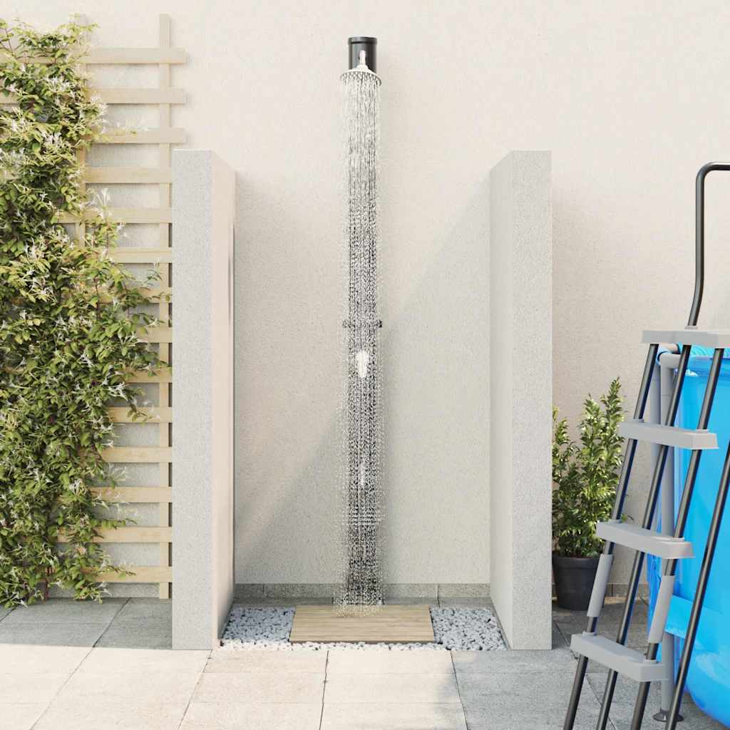 Chuveiro Solar para Exterior Preto 217 cm PVC, alumínio