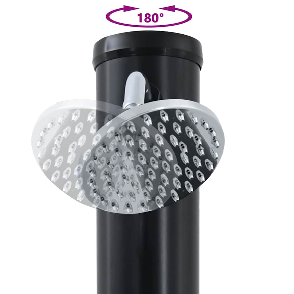 Chuveiro Solar para Exterior Preto 217 cm PVC, alumínio