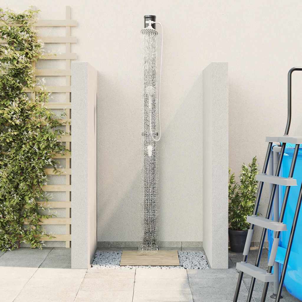Chuveiro Solar para Exterior Preto 217 cm PVC, alumínio