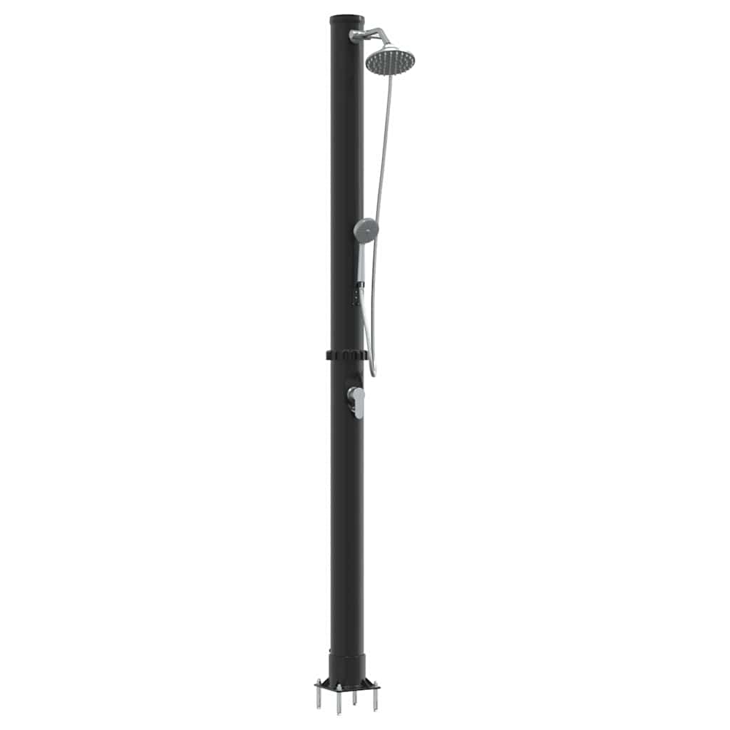 Chuveiro Solar para Exterior Preto 217 cm PVC, alumínio