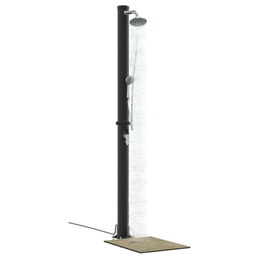 Chuveiro Solar para Exterior Preto 217 cm PVC, alumínio