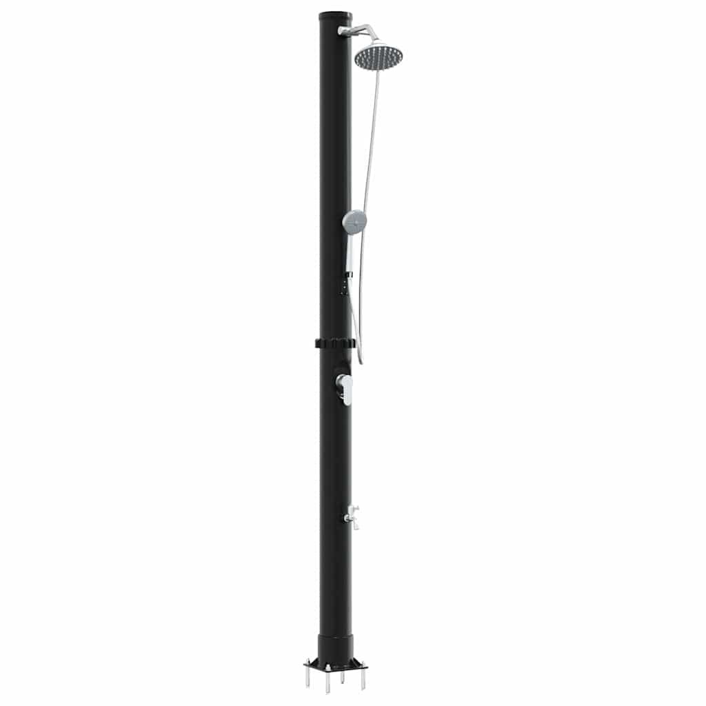 Chuveiro Solar para Exterior Preto 217 cm PVC, alumínio