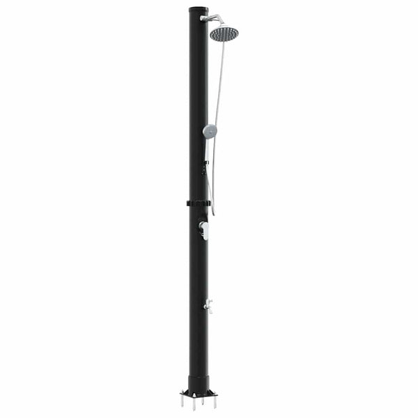 Chuveiro Solar para Exterior Preto 217 cm PVC, alumínio