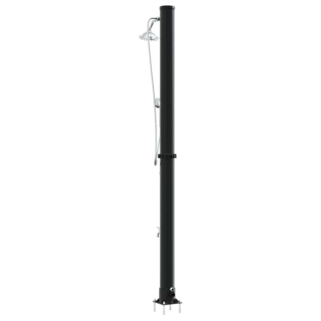 Chuveiro Solar para Exterior Preto 217 cm PVC, alumínio