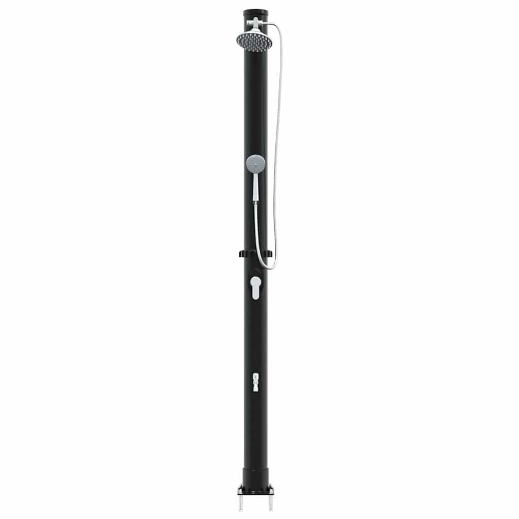 Chuveiro Solar para Exterior Preto 217 cm PVC, alumínio
