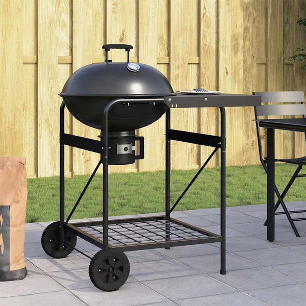 Churrasqueira ao ar livre com roda Preto 96 x 72 x 113 cm Metal