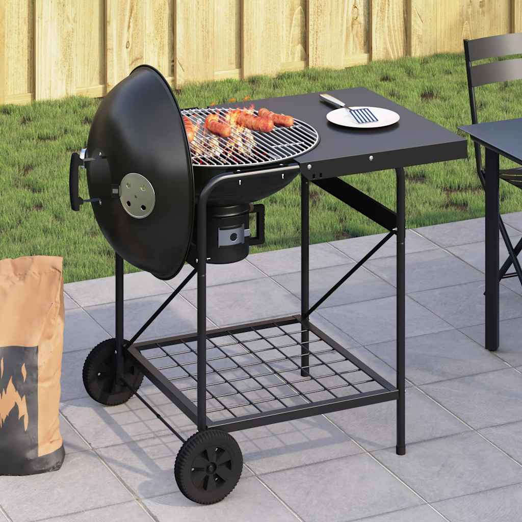 Churrasqueira ao ar livre com roda Preto 96 x 72 x 113 cm Metal