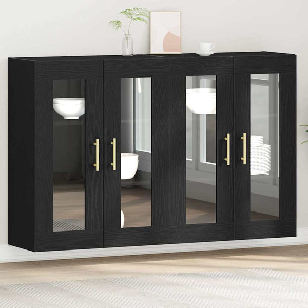 Armário de parede 2 pcs Carvalho preto 69.5 x 34 x 90 cm