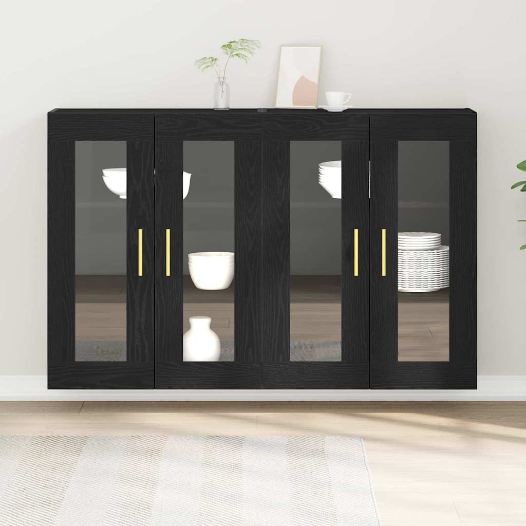 Armário de parede 2 pcs Carvalho preto 69.5 x 34 x 90 cm