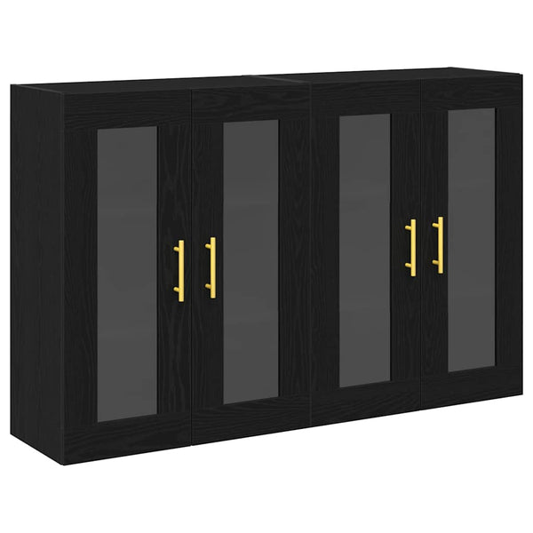 Armário de parede 2 pcs Carvalho preto 69.5 x 34 x 90 cm
