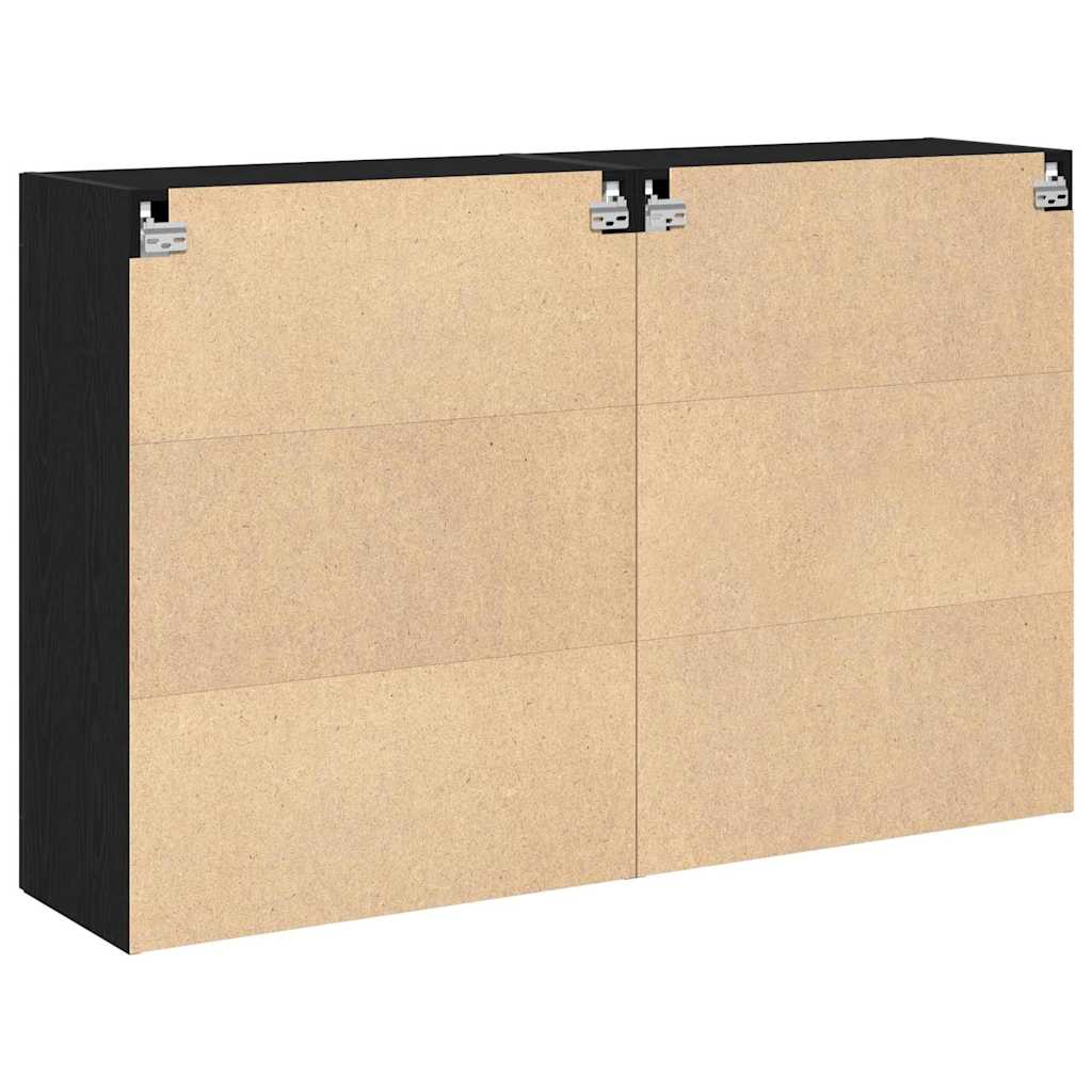 Armário de parede 2 pcs Carvalho preto 69.5 x 34 x 90 cm