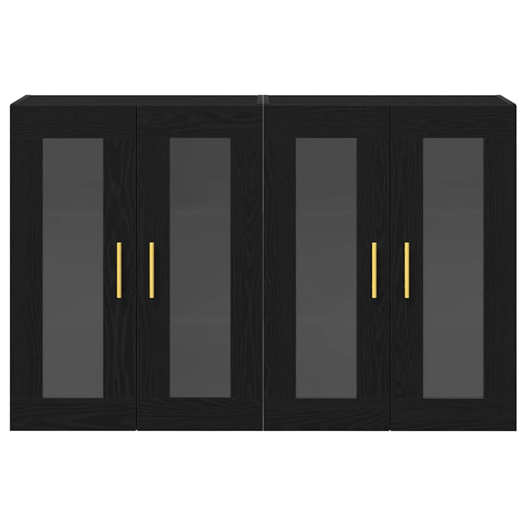 Armário de parede 2 pcs Carvalho preto 69.5 x 34 x 90 cm