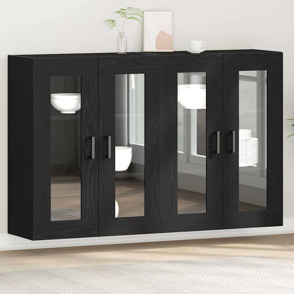 Armário de parede 2 pcs Carvalho preto 69.5 x 34 x 90 cm